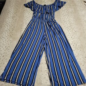 Rue 21 Super Cute Striped Blue Jumpsuit